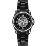 Très Belle Montre Femme Louise Pearl ornée de Cristaux Swarovski® NoirLP25