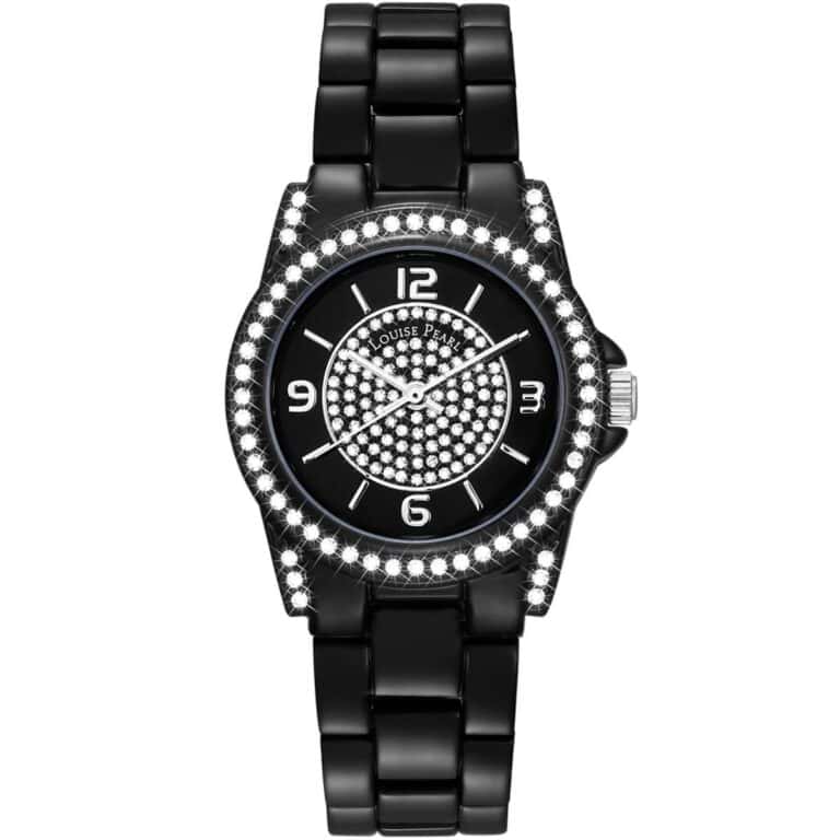Très Belle Montre Femme Louise Pearl ornée de Cristaux Swarovski® NoirLP25