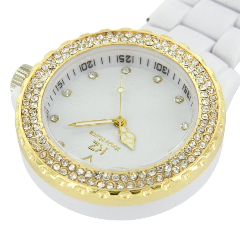 Montre Fun Infirmière Plastique Blanc Doré Strass KRAZY 33