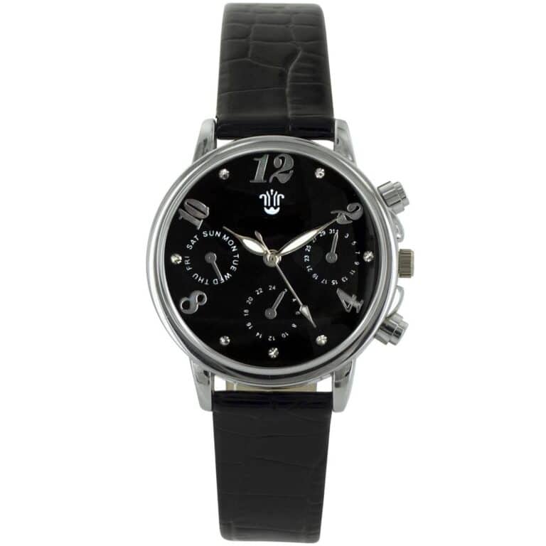 Montre Femme Noir Strass Style Chrono BELLOS 1256