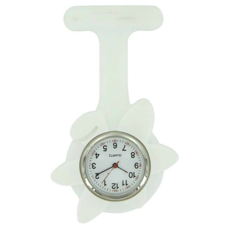 Montre Infirmière Silicone Blanc Fleur IDE