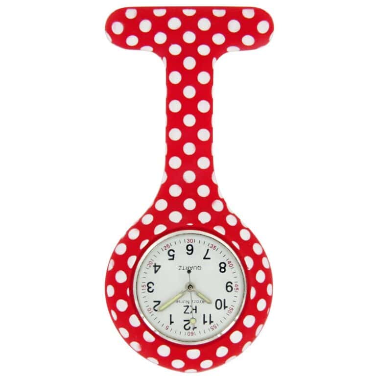 Montre Infirmière en Silicone Rouge Pois KZ