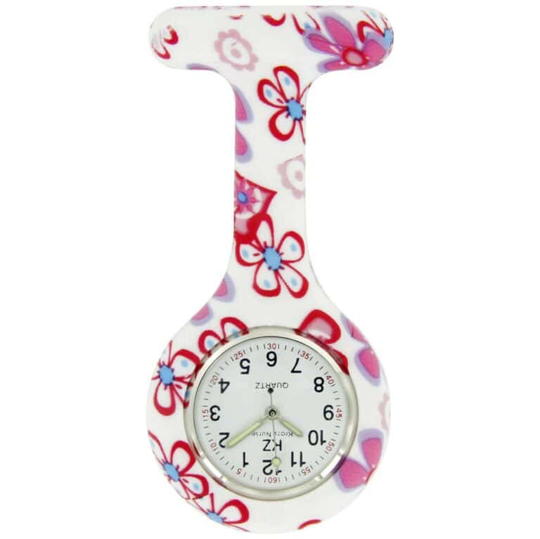Montre Infirmière Sympa Blanc Fleurs KZ