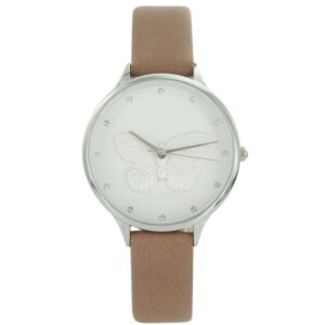 Montre Femme Marron Rosé Relief Papillon Strass MICHAEL JOHN 685