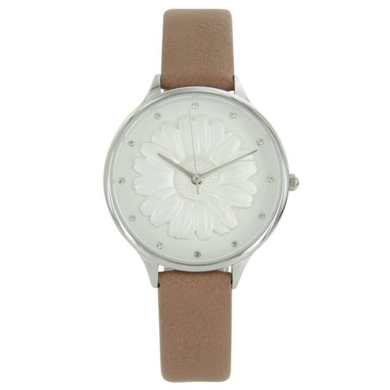 Montre Femme Marron Rosé Relief Fleur Strass MICHAEL JOHN 725