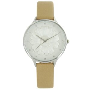 Montre Femme Caramel Relief Fleur Strass MICHAEL JOHN 759