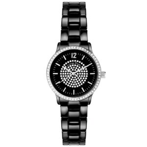 Montre Femme ornée Cristaux Swarovski® Céramique Noire Louise Pearl LP34