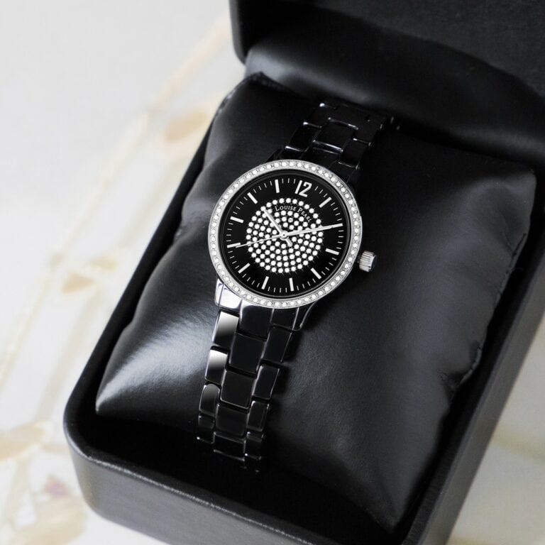 Montre Femme ornée Cristaux Swarovski® Céramique Noire Louise Pearl LP34