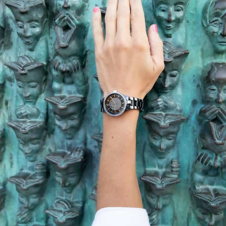 Montre Femme ornée Cristaux Swarovski® Céramique Noire Louise Pearl LP34