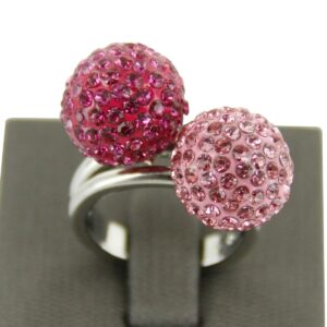 Jolie Bague Femme Boules Strass Roses DAPHNEE