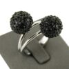 Bague Femme Boules Ornées Strass Noirs DAPHNEE