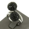 Bague Femme Boules Ornées Strass Noirs DAPHNEE