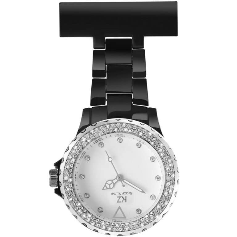 Belle Montre Infirmière Plastique Noir Strass