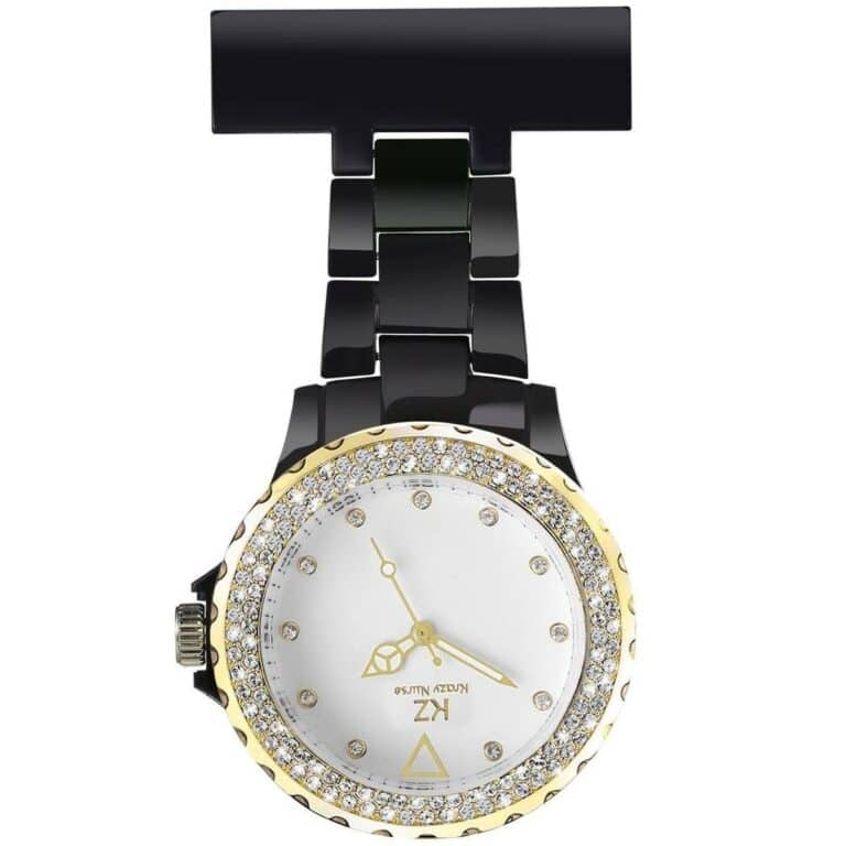 Jolie Montre Infirmière Plastique Noir Strass