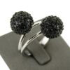 Bague Femme Boules Ornées Strass Noirs DAPHNEE