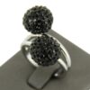 Bague Femme Boules Ornées Strass Noirs DAPHNEE