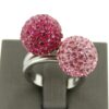 Jolie Bague Femme Boules Strass Roses DAPHNEE