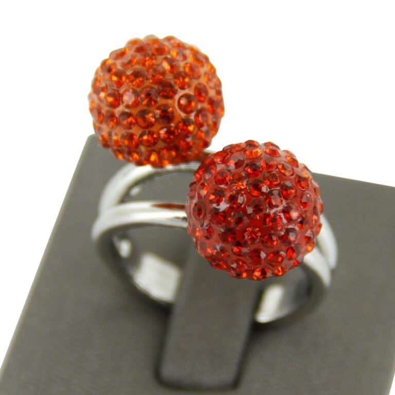 Bague pour Femme Boules Strass Rouges DAPHNEE