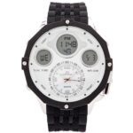 Coffret Montre Homme Silicone XL Dual-Time Noir GIORGIO