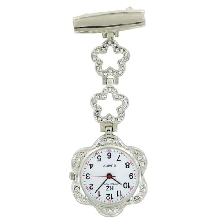 Montre Infirmière Métal Strass Fleur KRAZY