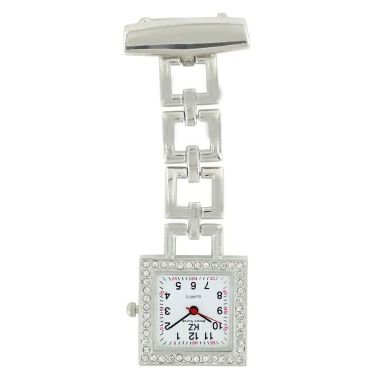 Montre Infirmière Métal Strass Carré KRAZY