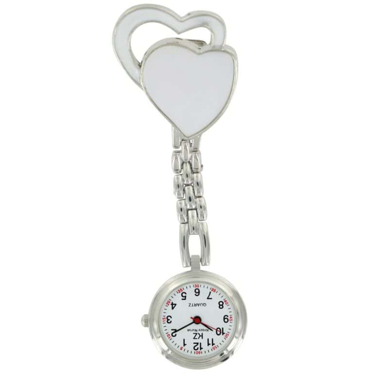 Montre Infirmière Métal Cœur Blanc KRAZY