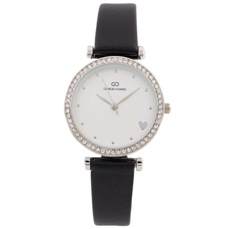 Jolie Montre Femme Noir Cœur Strass GIORGIO