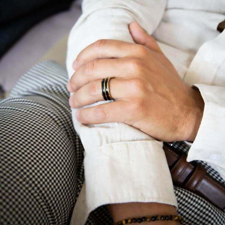 Votre Bague Acier Doré Noir Homme ORA