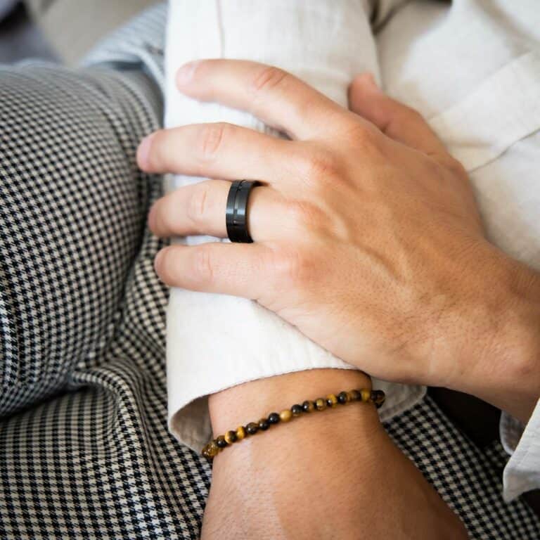 Très JolieBague Acier Noir Mâte Homme MATA