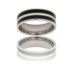 Magnifique Bague Acier Noir Homme LIGNAC