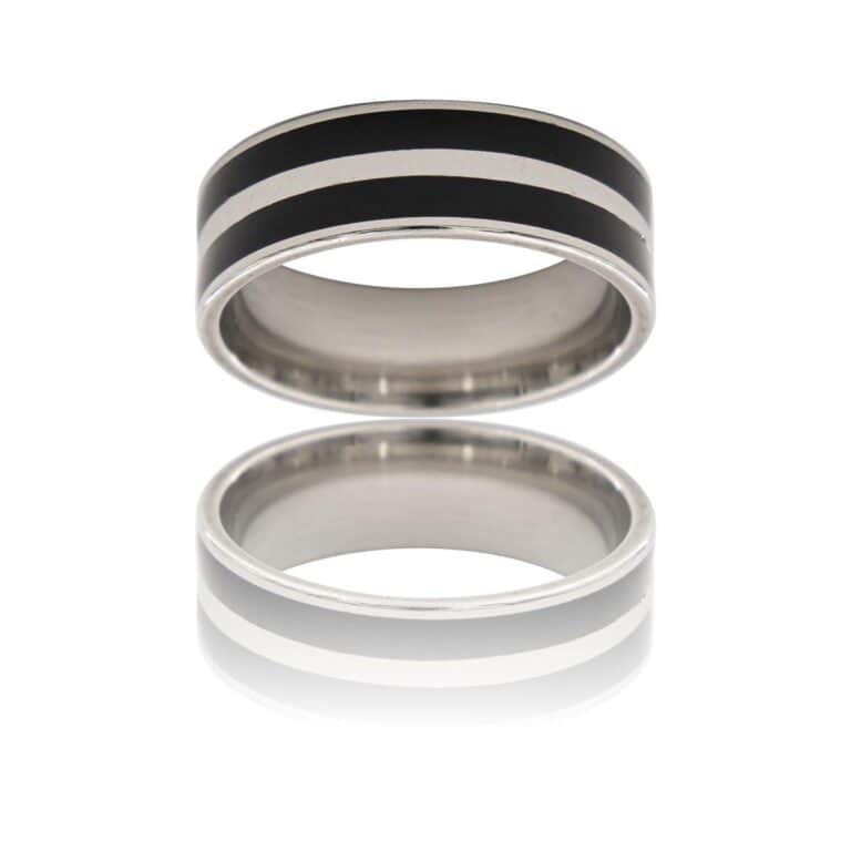 Magnifique Bague Acier Noir Homme LIGNAC