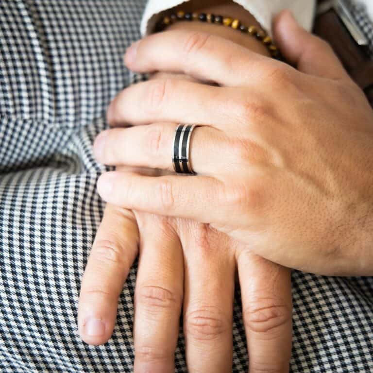 Magnifique Bague Acier Noir Homme LIGNAC