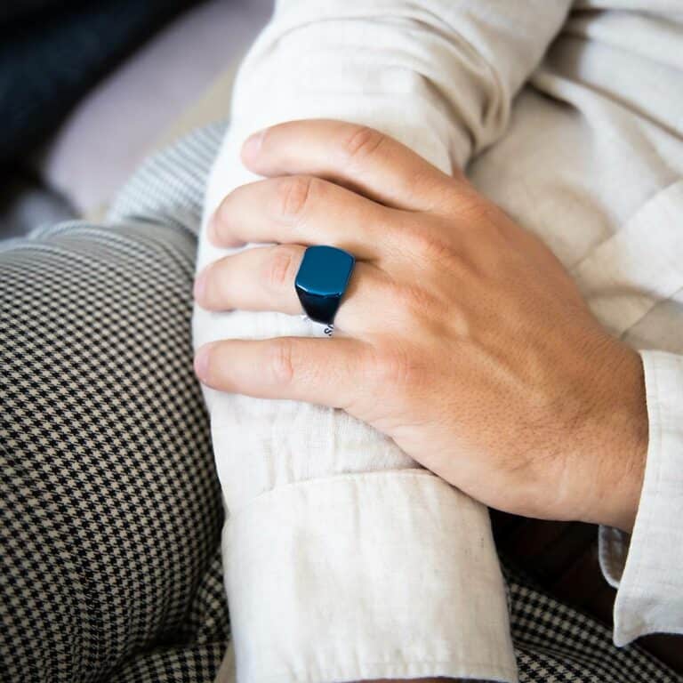 Chevalière en Acier Bleu Homme ENIGMA