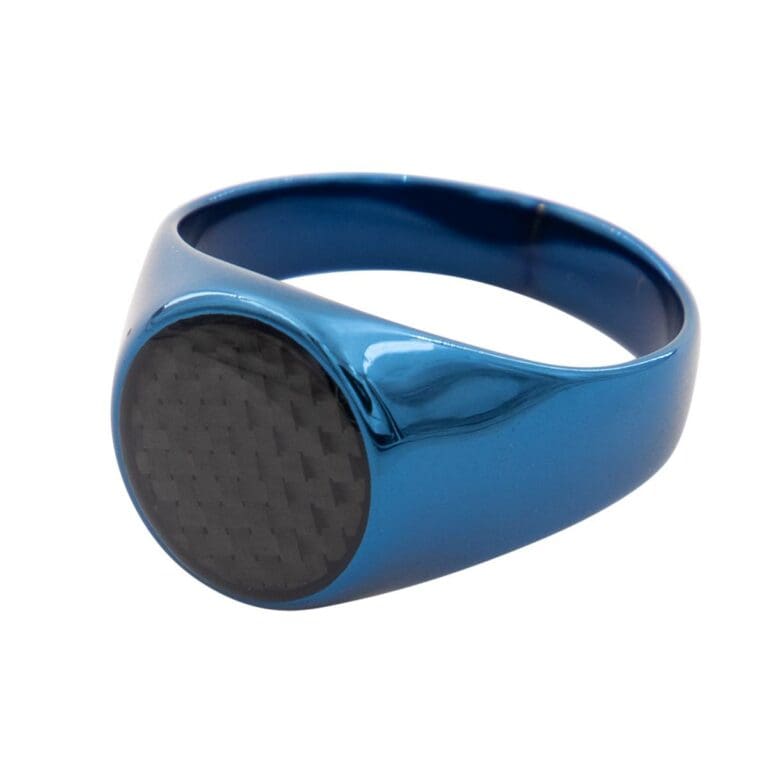 Très belle Chevalière Acier Bleu Homme YVAN