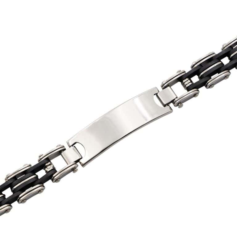 Gourmette d' Homme Acier Caoutchouc