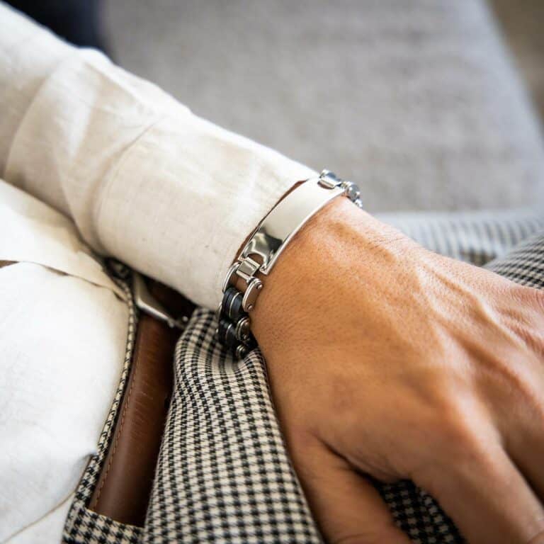 Gourmette d' Homme Acier Caoutchouc