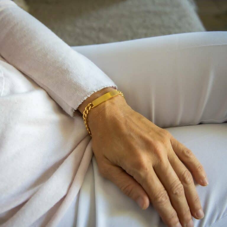 Magnifique Gourmette Bracelet Femme Acier Doré