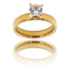 Bague Femme Acier Doré Solitaire DIAMELA