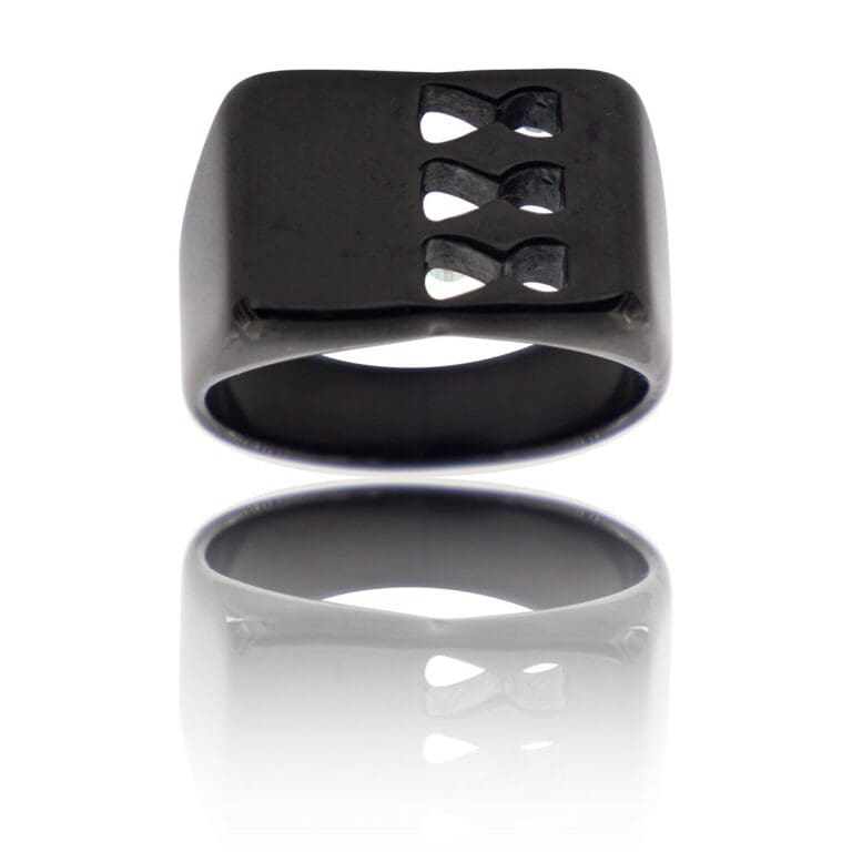 Coffret Chevalière Homme Acier Noir GRIFFONA