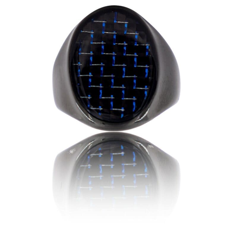 Coffret Chevalière Homme Acier Bleu CARBONA