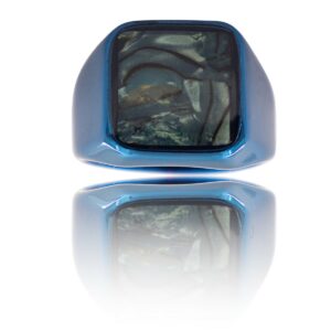 Coffret Chevalière Homme Acier Bleu MARBRA