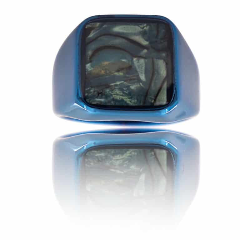 Coffret Chevalière Homme Acier Bleu MARBRA