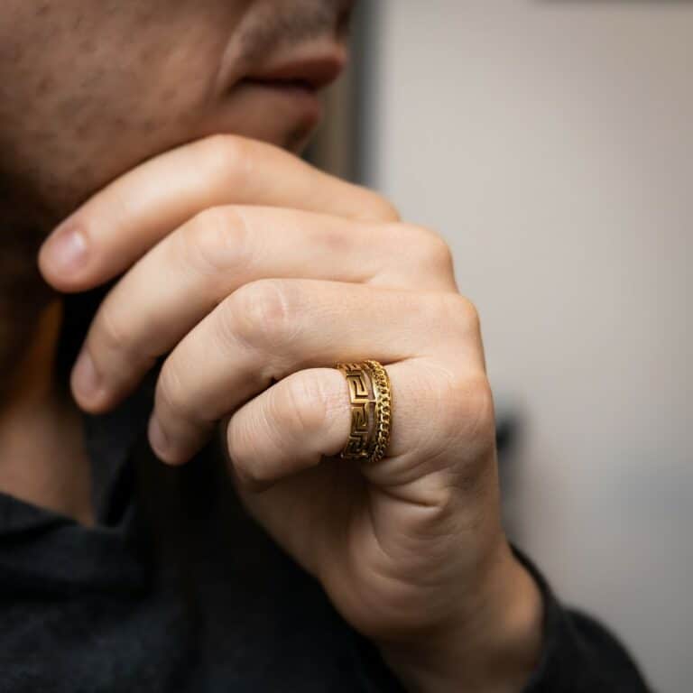 Bague Anneau Homme Acier Doré CALIMA