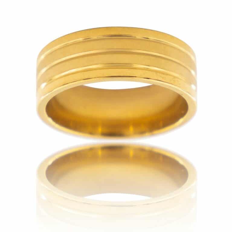 Bague Anneau Homme Acier Doré PAYA