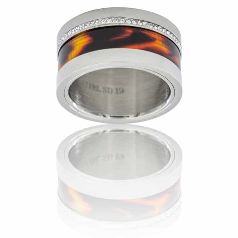 Coffret Bague Femme Acier Ambre