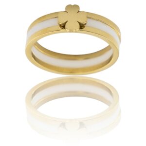 Coffret Bague Femme Céramique Acier Trêfle