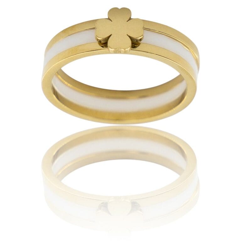 Coffret Bague Femme Céramique Acier Trêfle
