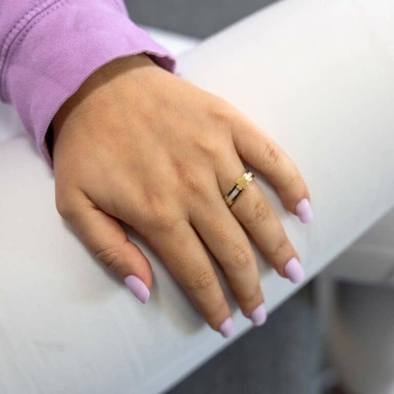 Coffret Bague Femme Céramique Acier Trêfle