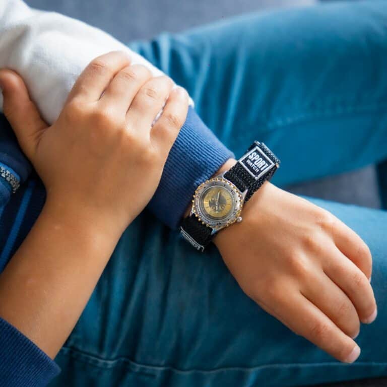 Montre Enfant Tissu Noir CHTIME