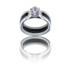 Coffret Bague Femme Trois en Une en Céramique Ornée Zirconium